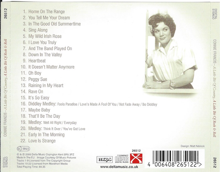 Connie Francis  A Little Bit Of Country; A Little Bit Of Rock & Roll : Back